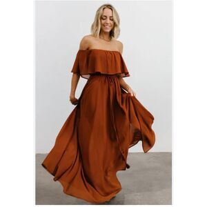 Baltic Born Victoria off shoulder chiffon maxi gown in spice nwt sz small